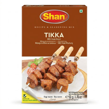 Shan Tikka Masala Mix by Shan Ground Spices — front view showing product label and branding, studio product photo on white background