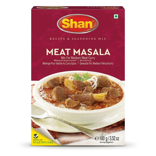 Shan Meat Masala Mix by Shan Ground Spices — front view showing product label and branding, studio product photo on white background