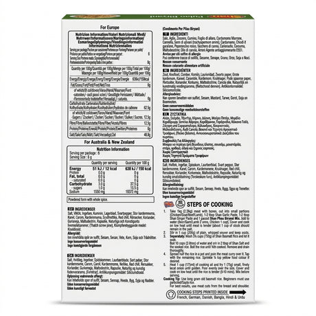 Shan Pulao Biryani Mix by Shan Ground Spices — back view showing ingredients and product details, studio product photo on white background