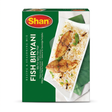 Shan Fish Biryani Mix by Shan Ground Spices — front view showing product label and branding, studio product photo on white background