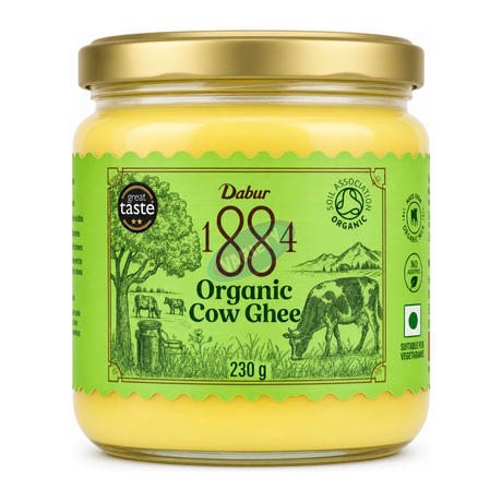Dabur Organic Ghee by Dabur Ghee & Oils — front view showing product label and branding, studio product photo on white background