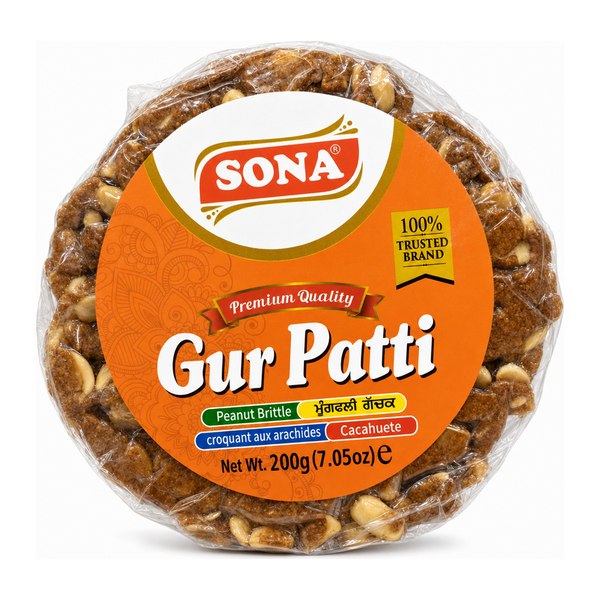Sona Gur Patti 200g by Sona Sweets — front view showing product label and branding, studio product photo on white background