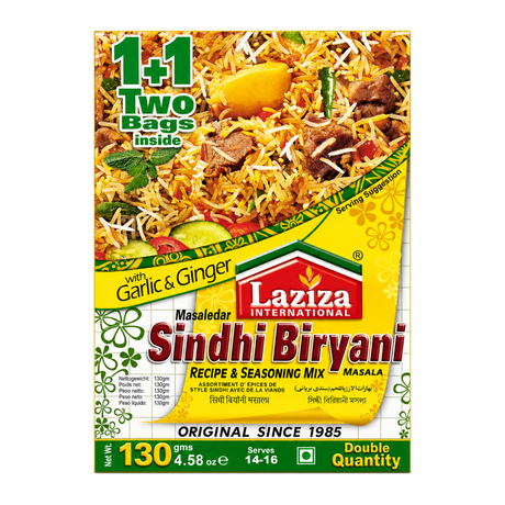 Laziza Sindhi Biryani Mix 130g by Laziza Ground Spices — front view showing product label and branding, studio product photo on white background