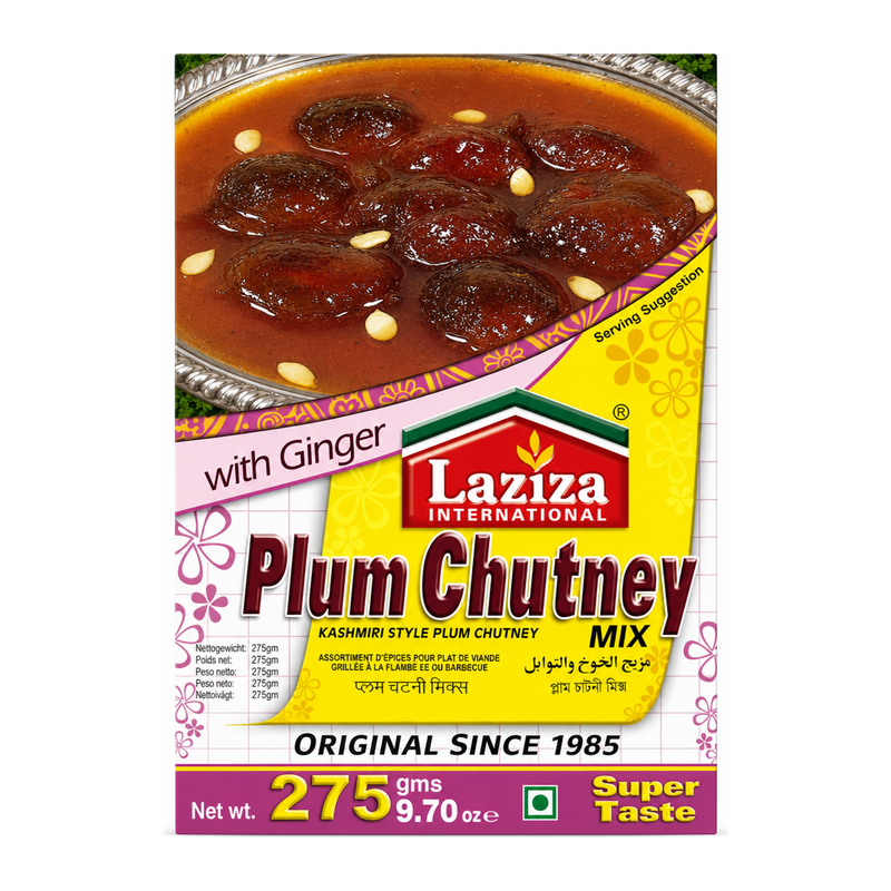 Laziza Plum Chutney 275g by Laziza Ready Mixes — front view showing product label and branding, studio product photo on white background