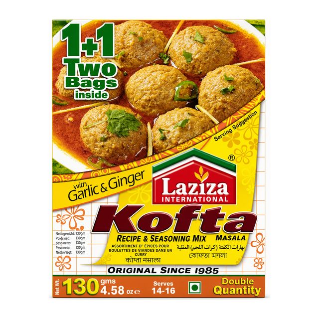 Laziza Kofta Curry Masala Mix 130g by Laziza Ground Spices — front view showing product label and branding, studio product photo on white background