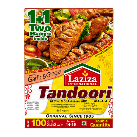Laziza Tandoori Masala 100g by Laziza Ground Spices — front view showing product label and branding, studio product photo on white background