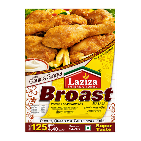 Laziza Chicken Broast Masala Mix 125g by Laziza Ground Spices — front view showing product label and branding, studio product photo on white background