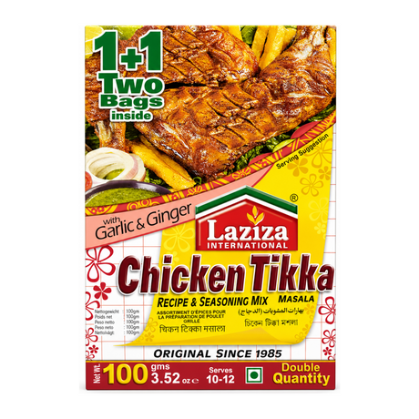 Laziza Chicken Tikka Masala Mix 100g by Laziza Ground Spices — front view showing product label and branding, studio product photo on white background