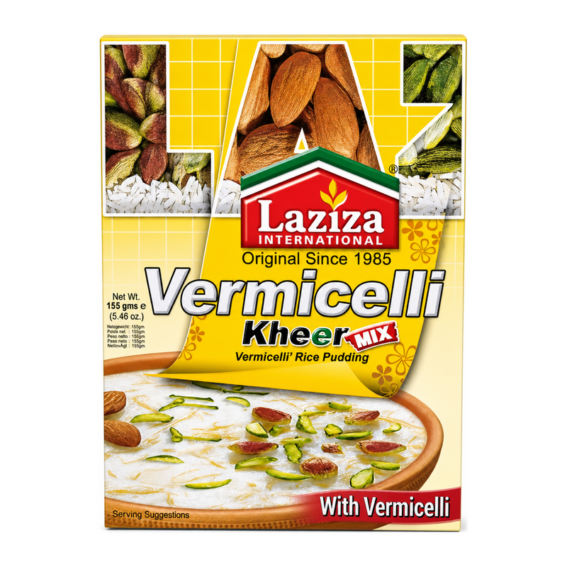 Laziza Vermicelli Kheer Mix 155g by Laziza Ready Mixes — front view showing product label and branding, studio product photo on white background