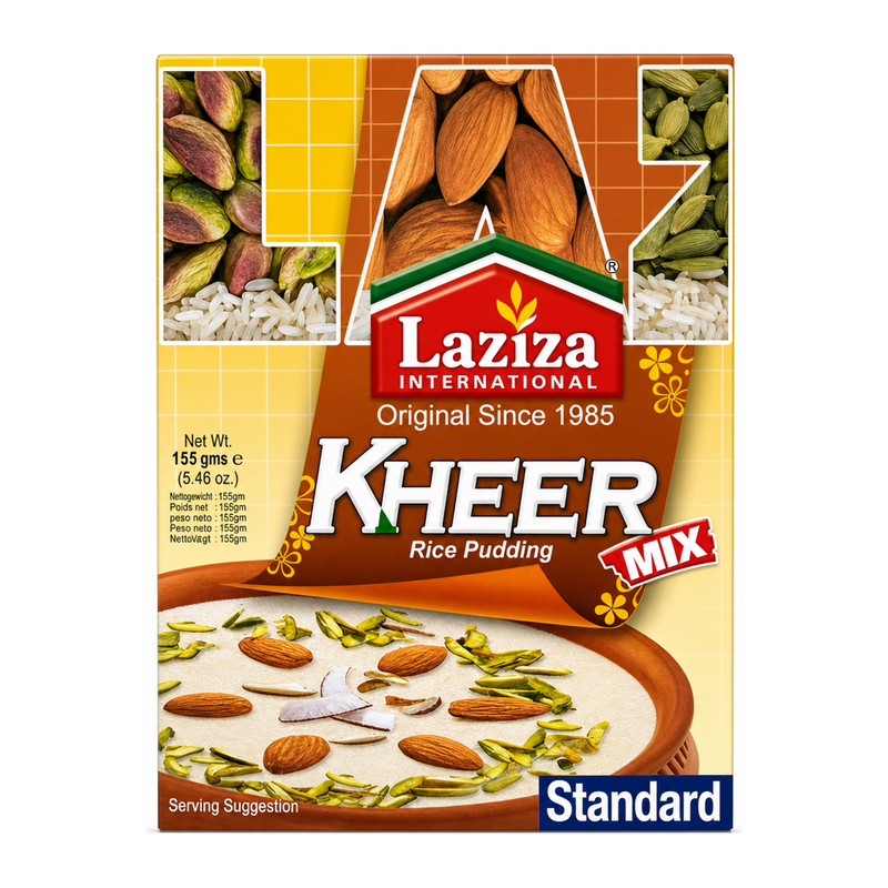 Laziza Standard Kheer Mix 155g by Laziza Ready Mixes — front view showing product label and branding, studio product photo on white background