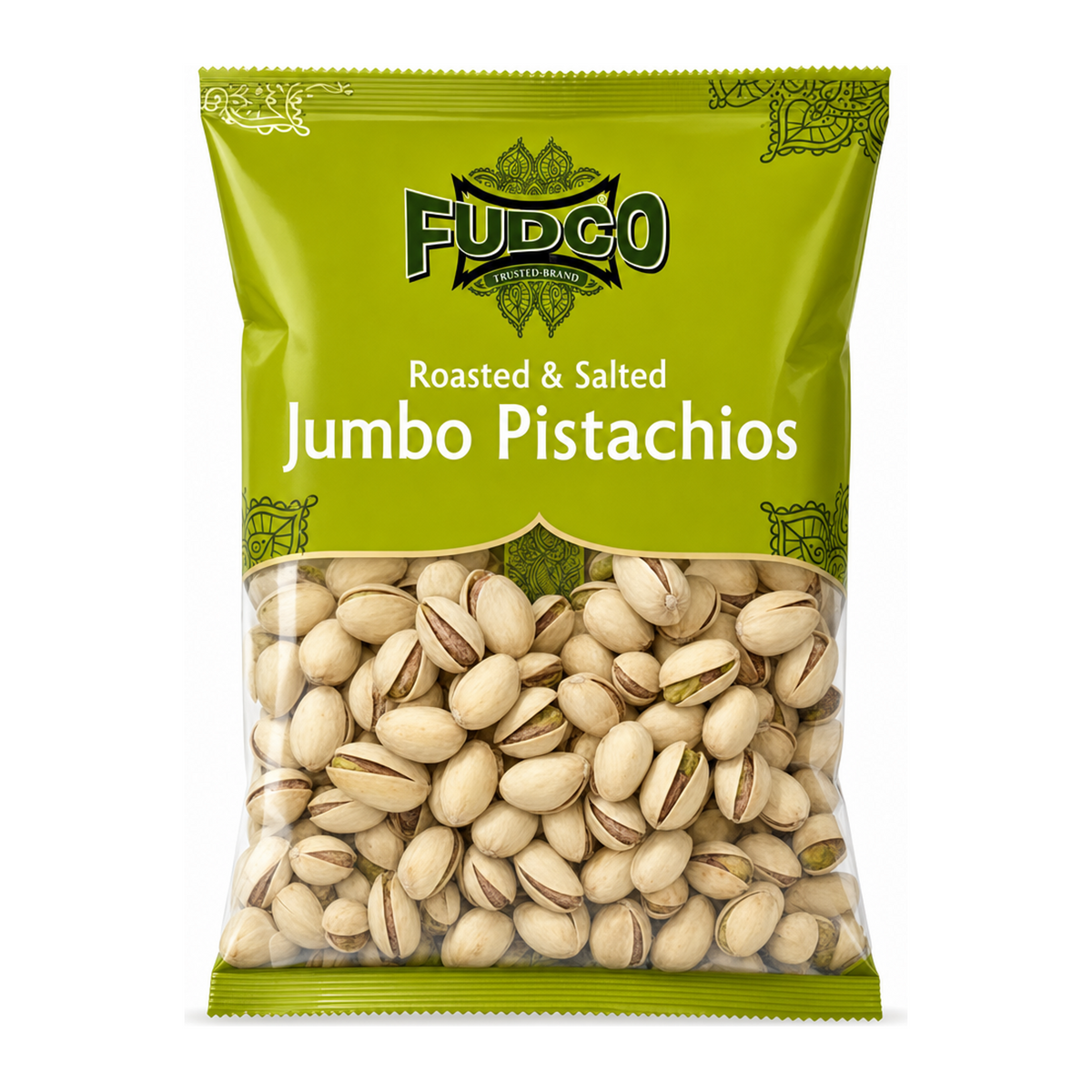 Fudco Jumbo Roasted And Salted Pistachio 200g by Fudco Dry Fruits & Nuts — front view showing product label and branding, studio product photo on white background