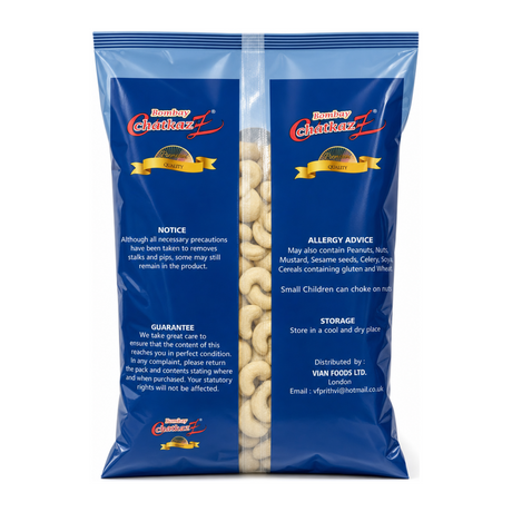 Variety Cashew Nuts 300g by Variety Dry Fruits & Nuts — back view showing ingredients and product details, studio product photo on white background