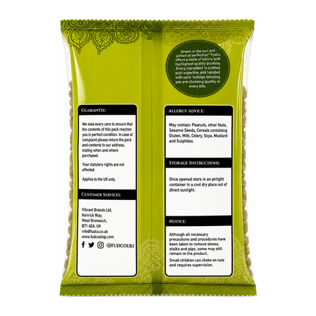 Fudco Green Raisins 250g by Fudco Dry Fruits & Nuts — back view showing ingredients and product details, studio product photo on white background