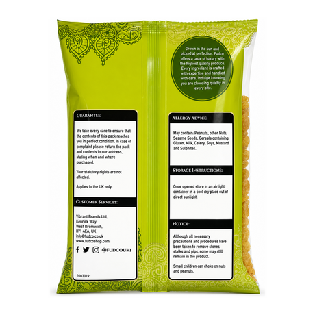 Fudco Golden Raisins 250g by Fudco Dry Fruits & Nuts — back view showing ingredients and product details, studio product photo on white background