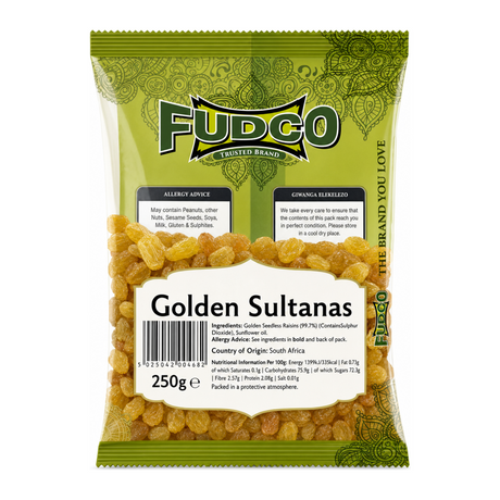 Fudco Golden Raisins 250g by Fudco Dry Fruits & Nuts — front view showing product label and branding, studio product photo on white background