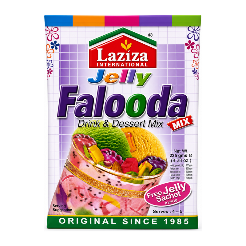 Laziza Jelly Falooda Instant Mix 235g by Laziza Ready Mixes — front view showing product label and branding, studio product photo on white background