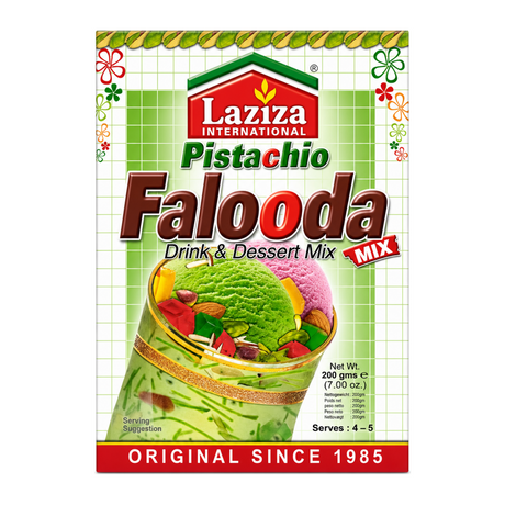 Laziza Pistachio Falooda Instant Mix 200g by Laziza Ready Mixes — front view showing product label and branding, studio product photo on white background