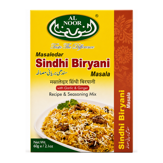 Al Noor Sindhi Biryani Mix 60g by Al Noor Ground Spices — front view showing product label and branding, studio product photo on white background