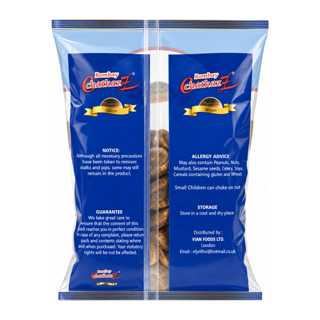 Bombay Chatkaz Dried Figs 250g by Bombay Chatkaz Dry fruits & Nuts — back view showing ingredients and product details, studio product photo on white background