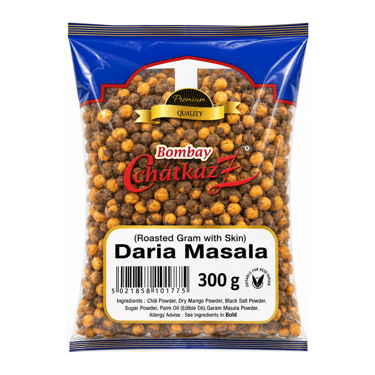Bombay Chatkaz Masala Daria 300g by Bombay Chatkaz Indian Snacks — front view showing product label and branding, studio product photo on white background