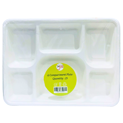 Silver Star 6 Compartment Plate 25 pcs