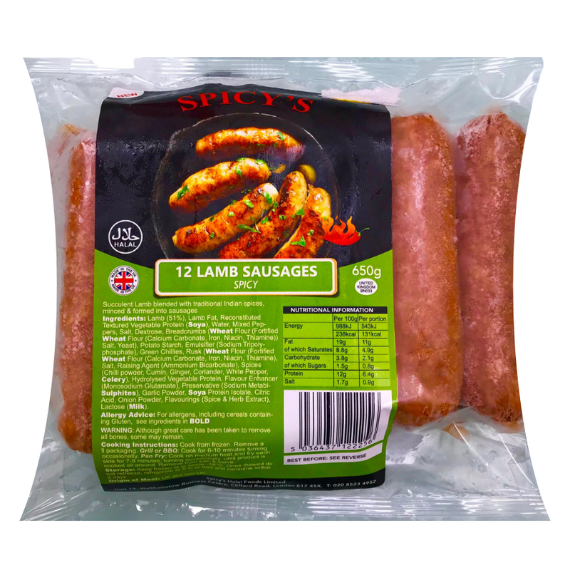 Spicy Frozen Lamb Sausage 12 pcs